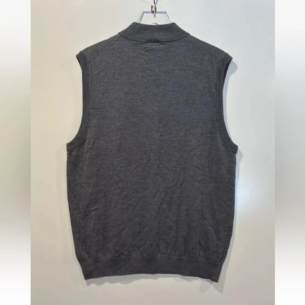 Donald Ross Gray Merino‎ Wool Quarter Zip Sweater Vest Golf Mens Large (119)
